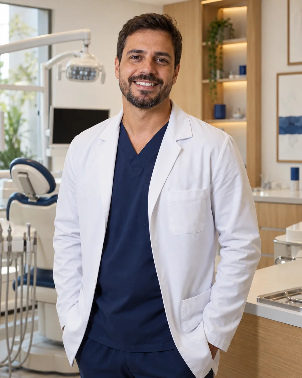 Retrato ilustrativo de dentista em consultório